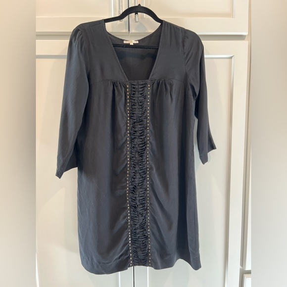 Matty M 100% Silk Lined Dress Studded Rivets Ruching. Size Medium. Black. - Picture 10 of 15